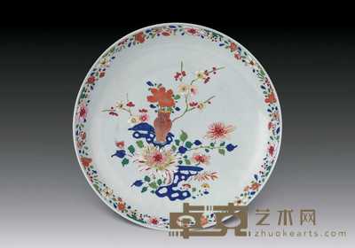 清雍正 粉彩花卉盘 直径26cm